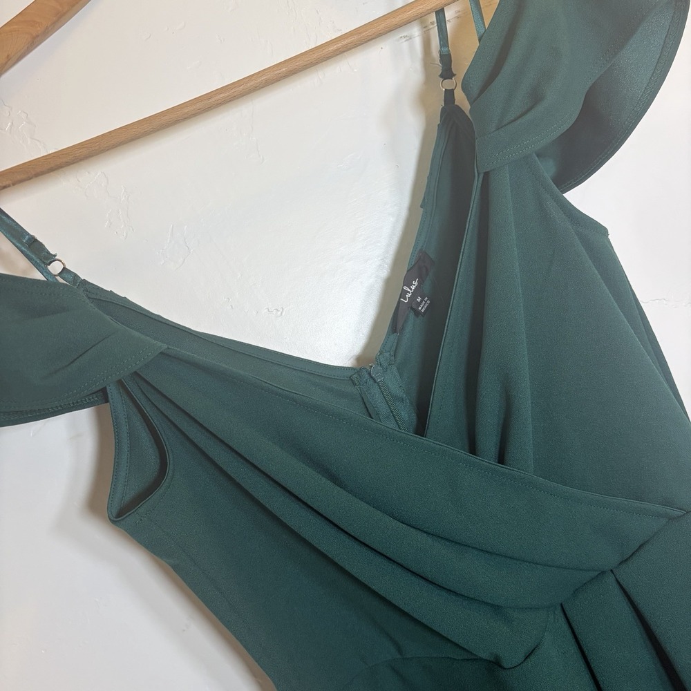 New- Lulus Love So Sweet Hunter Green Off-the-Shoulder Bodycon Dress M Cocktail